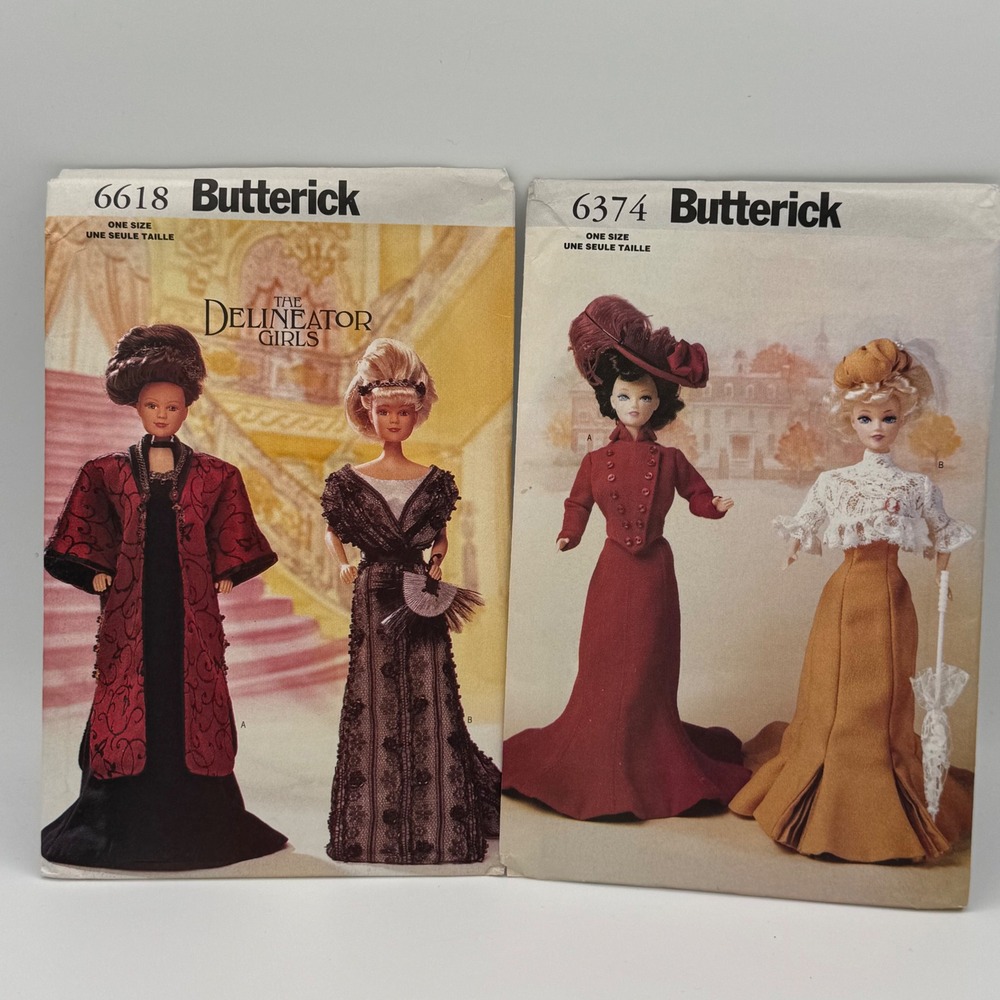 Butterick 6618 6374 Sewing Patterns 11.5 Fashion Doll Barbie Edwardian Lot of 2
